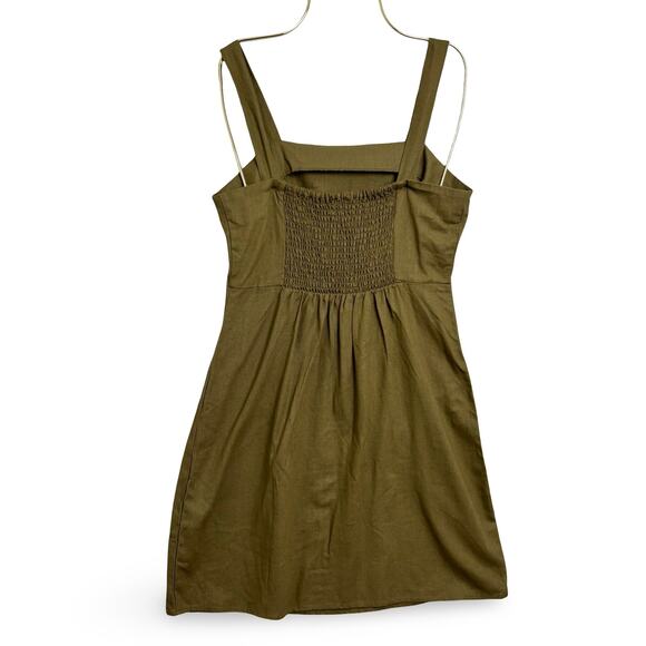 Cotton On Olive Green Linen-Blend Mini Dress A-Line Sundress Size XS - Picture 2 of 7